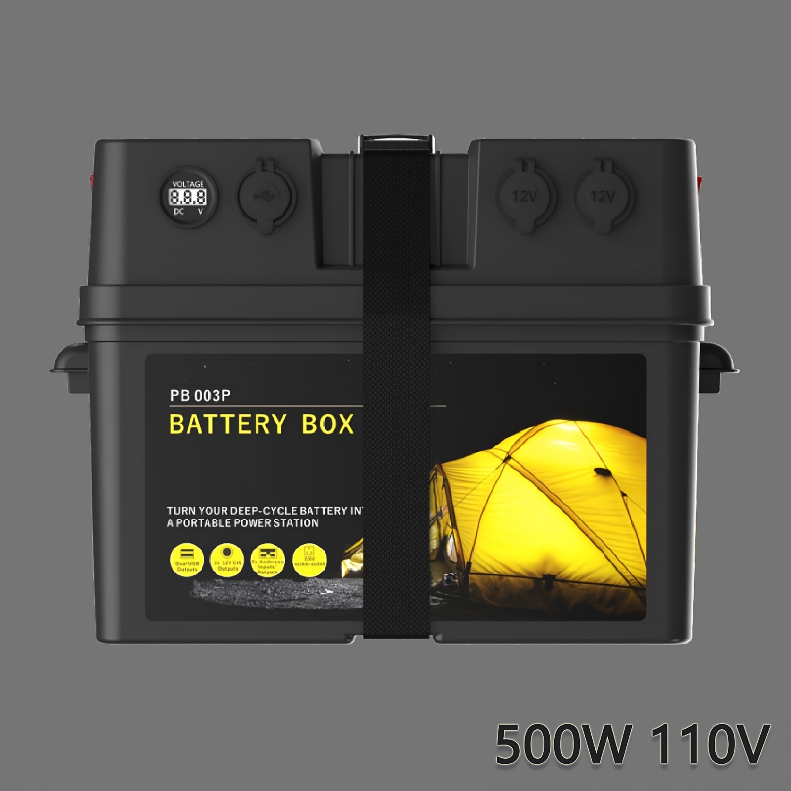 Multifunctional Battery Box Outdoor Portable Smart Battery Box Energy  Storage Power Supply 12V Output With 500W Inverter (Battery Not Included)