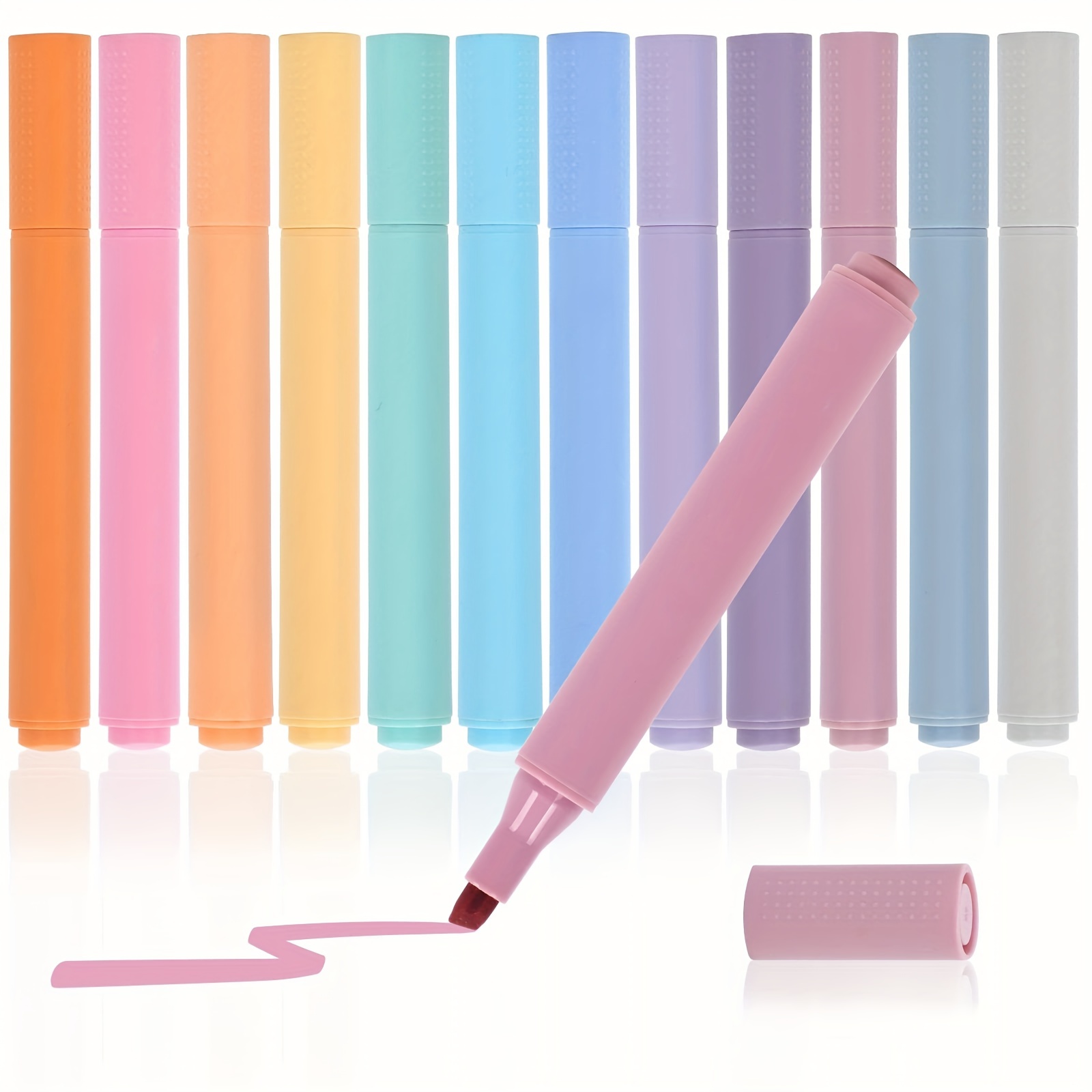 LABUK 12pcs Pastel Highlighters Aesthetic Cute Bible Highlighters and Pens  No Bleed Mild Assorted Colors for Journal Planner Notes School Office