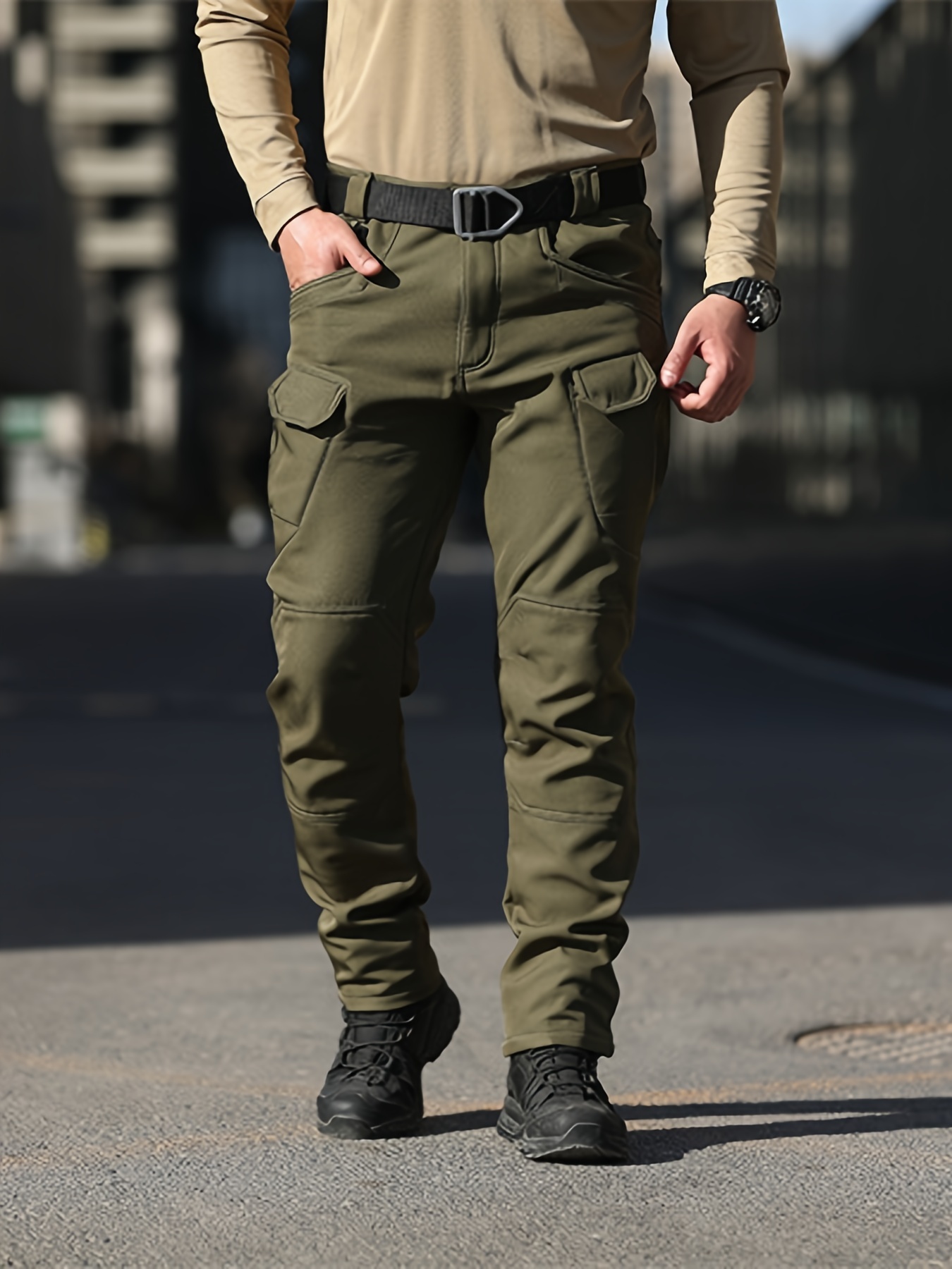 Cargo Pants for Men with Pockets Athletic Pants Military Fan Elastic  Waistband Multi Pocket Work Casual Overalls