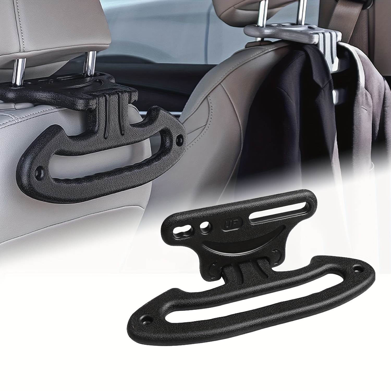 Pack Car Seat Hooks, Car Back Seat Headrest Hooks, Multi-functional Heavy  Duty (black)