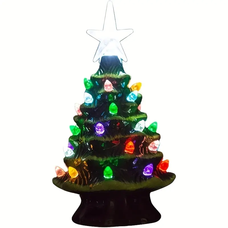 1pc 7 4inch lighted ceramic christmas tree christmas tabletop decorations christmas light up tree for christmas decoration best christmas decorations details 2