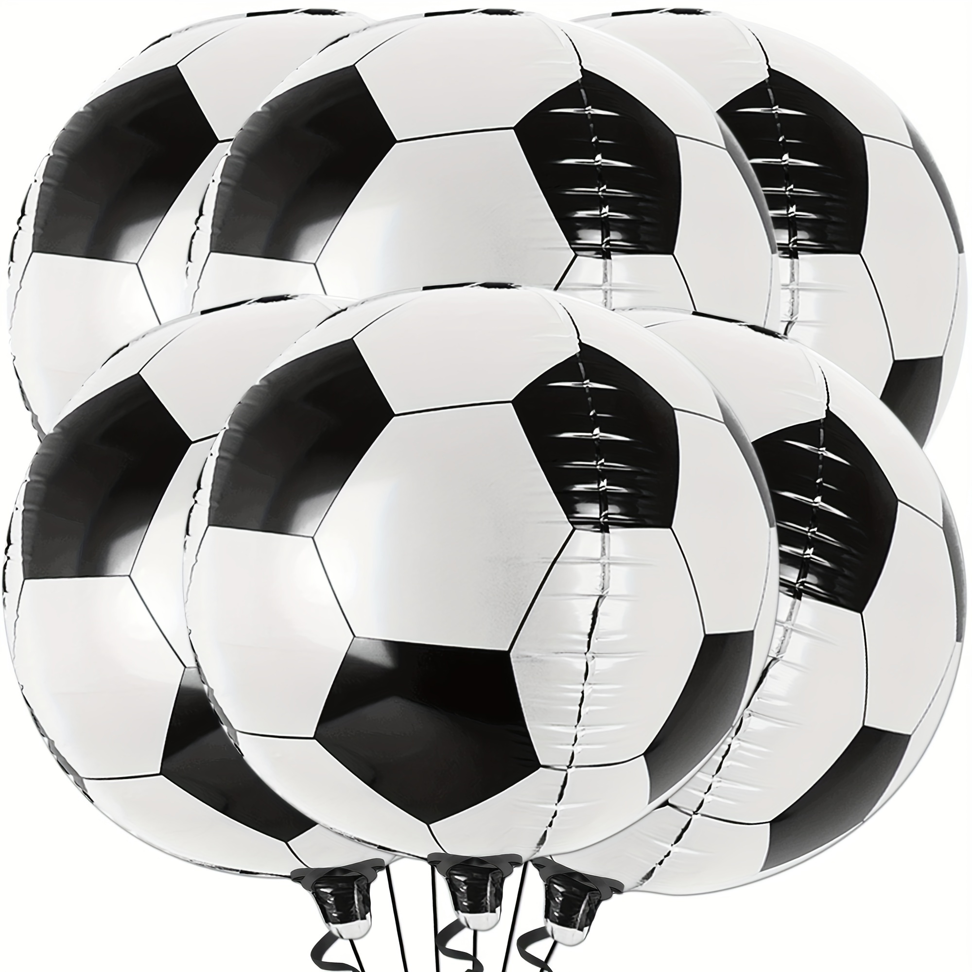 

Lot de 6 ballons de foot en aluminium 4D - Idéal pour les fêtes d'anniversaire sur le thème du football et la décoration des matchs de football