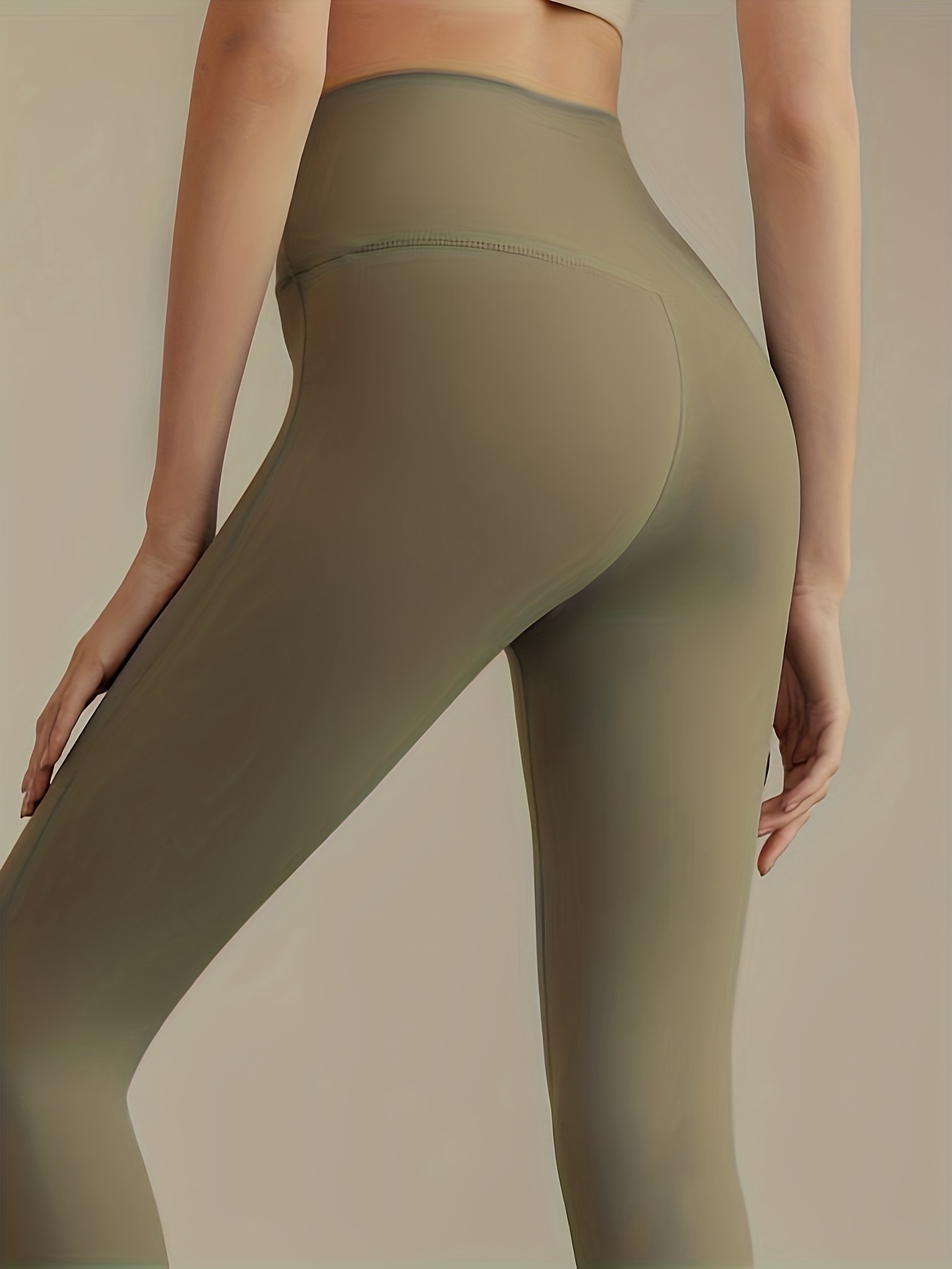 Plain V Shaped High Waist Yoga Pants Slim Fit Seamless - Temu Canada