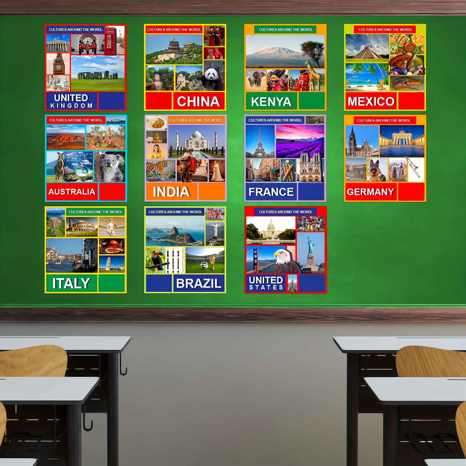 世界中の文化ポスター 12 枚 - 幼稚園、幼稚園、小学校の多様性と多