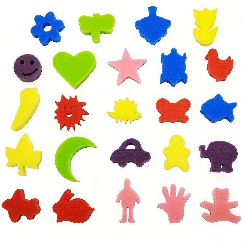 42Pcs Kids Paint Sponges Including 30 Craft Sponge Painting Shapes 12 EVA  Sponge Stamper, Early Learning Finger Paint Sponge Brushes Foam Art Drawing