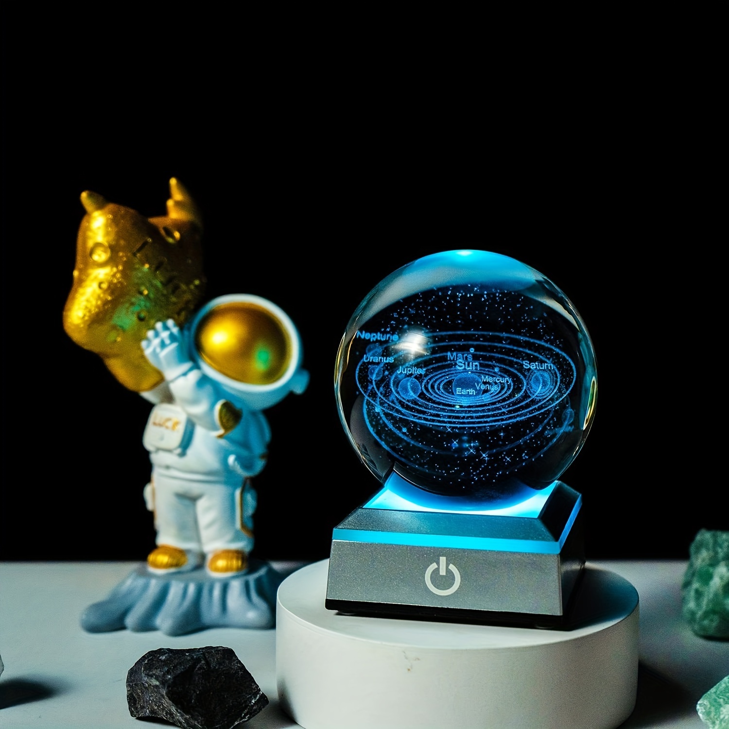  MUYUHOHA Lámpara de proyección de bola de cristal de luna 3D,  modelo de planeta, regalos de cumpleaños de Navidad para novios, marido,  luz nocturna, galaxia, planeta, arte, lámpara de regalo para 