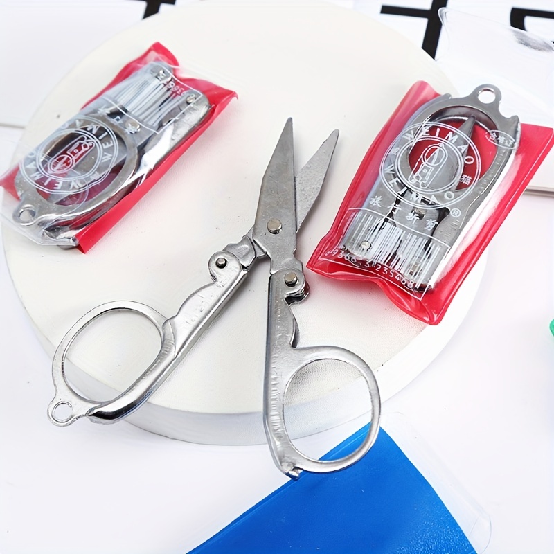 1pc/2pcs/4pcs Stainless Steel Folding Small Scissors Travel Scissors Sewing  Scissors Portable Mini Scissors