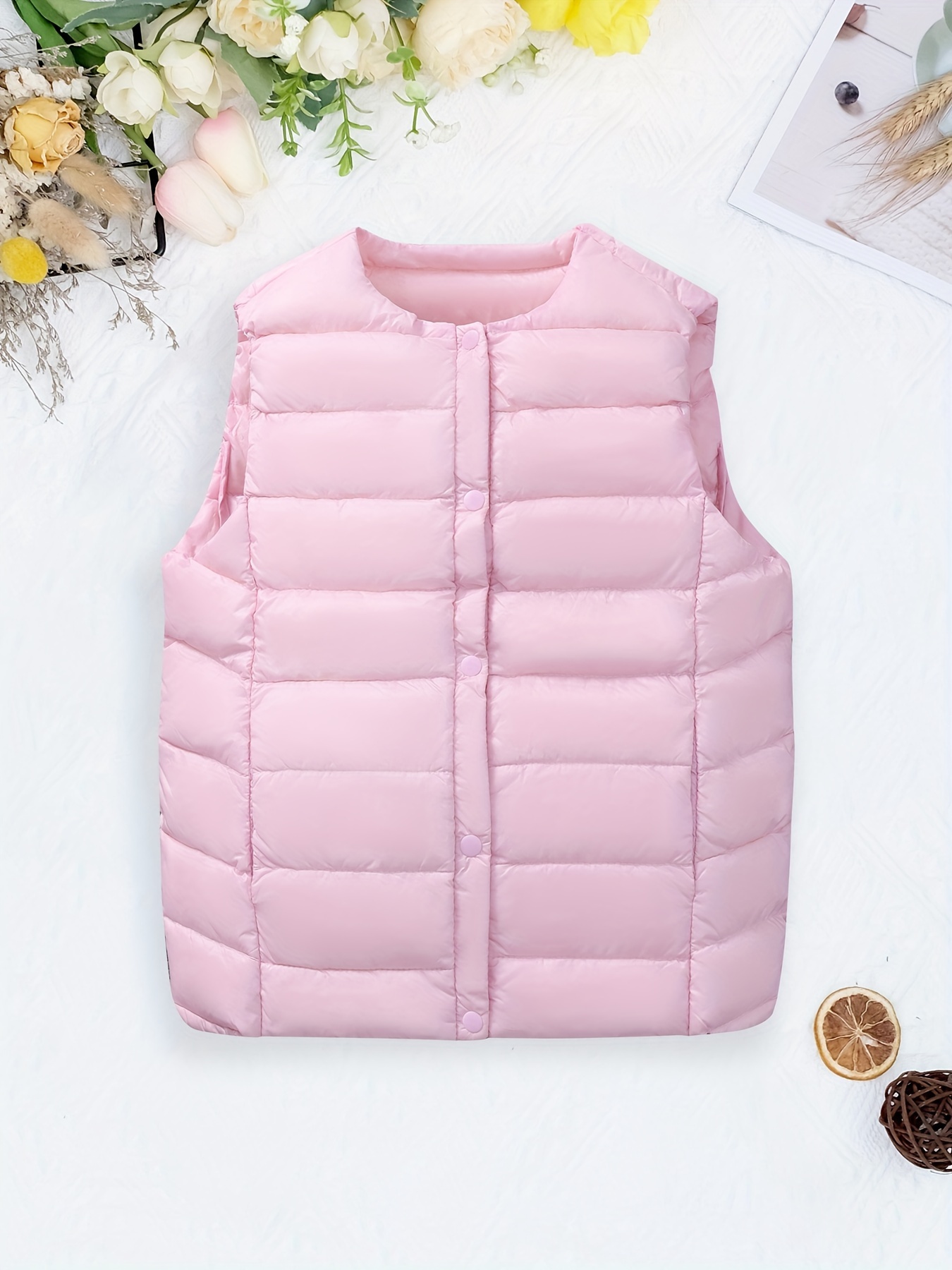 Girls Winter Puffer Vest Faux Short Cropped Lightweight - Temu
