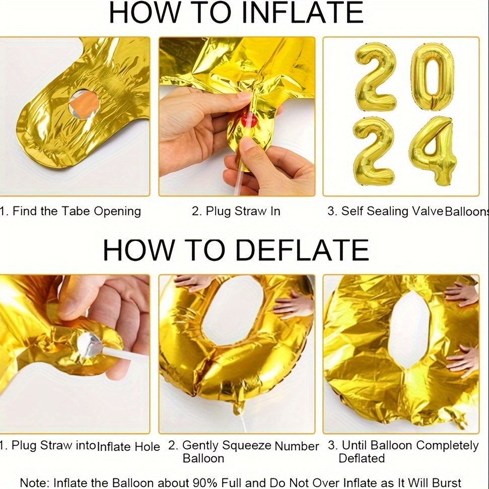 3. New Year's Party 2024 Gold Balloons