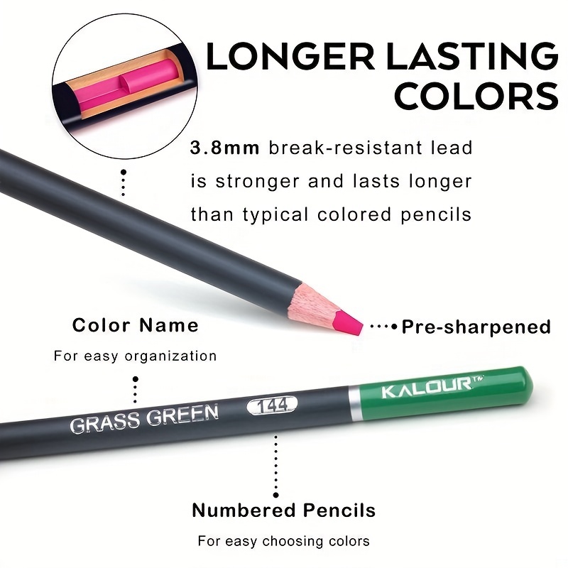 180-Color Artist Colored Pencils Set for Adult Coloring Books,Soft