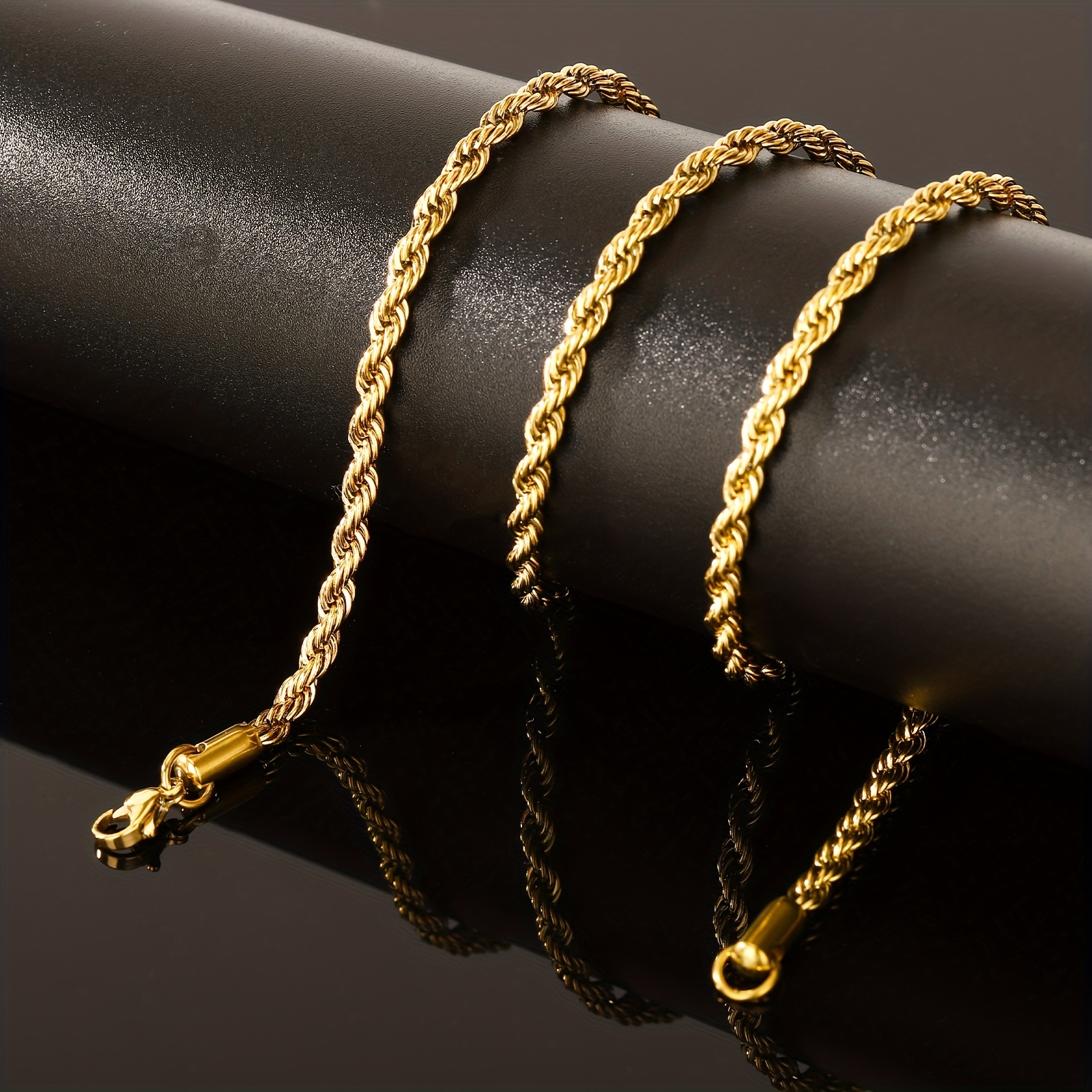 18K Yellow Gold Filled Rope Gold Rope Necklace For Men And Women