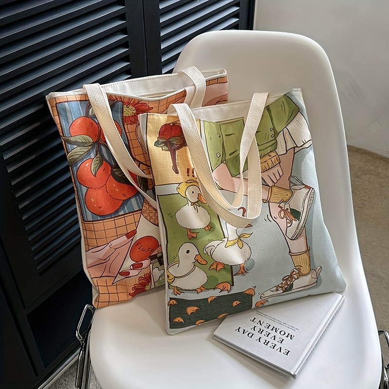Retro Print Tote Large Bag, Large Capacity Classic PVC Shoulder Bag, Women's Simple Versatile Handbag & Purse,Temu