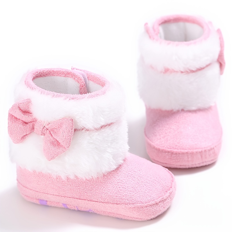 Cute Bowknot Comfortable Boots Baby Girls Soft Warm Plus - Temu