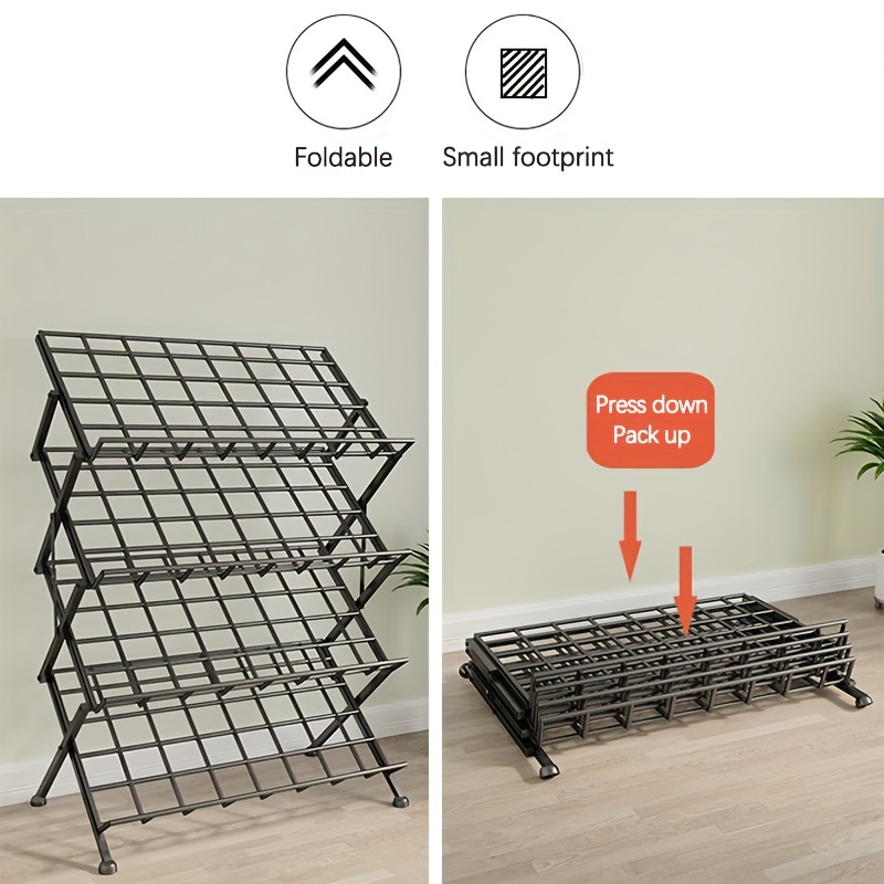 3/4/5/6 tier Metal Foldable Shoe Storage Rack Durable Shoe - Temu