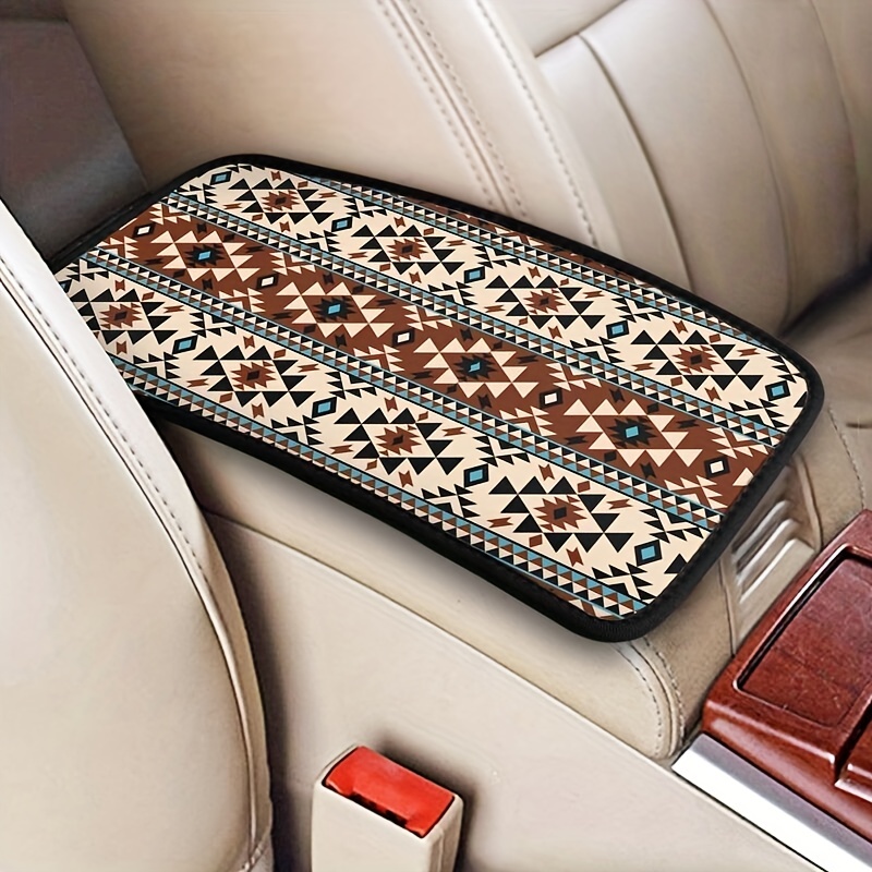 Aztec Armrest Cover For Car Southwestern Native Auto Center Console Pad  Geometric Print Car Armrest Seat Handrail Box Protector Cover For SUV