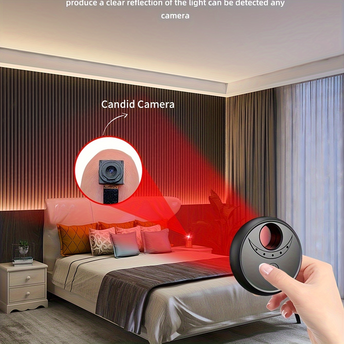Détecteur de caméra espion rechargeable : 6 lumières LED rouges très  brillantes et grande visionneuse infrarouge pour la sécurité et la  confidentialité AirBnB - Temu France