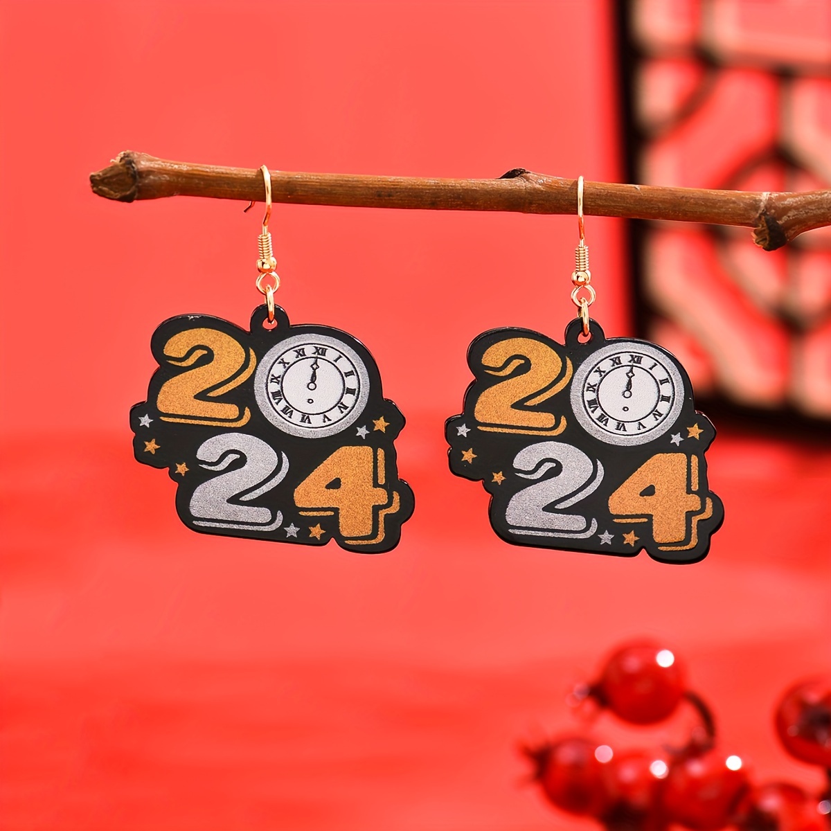 2024 Happy New Year Earrings New Year Party Gifts - Temu