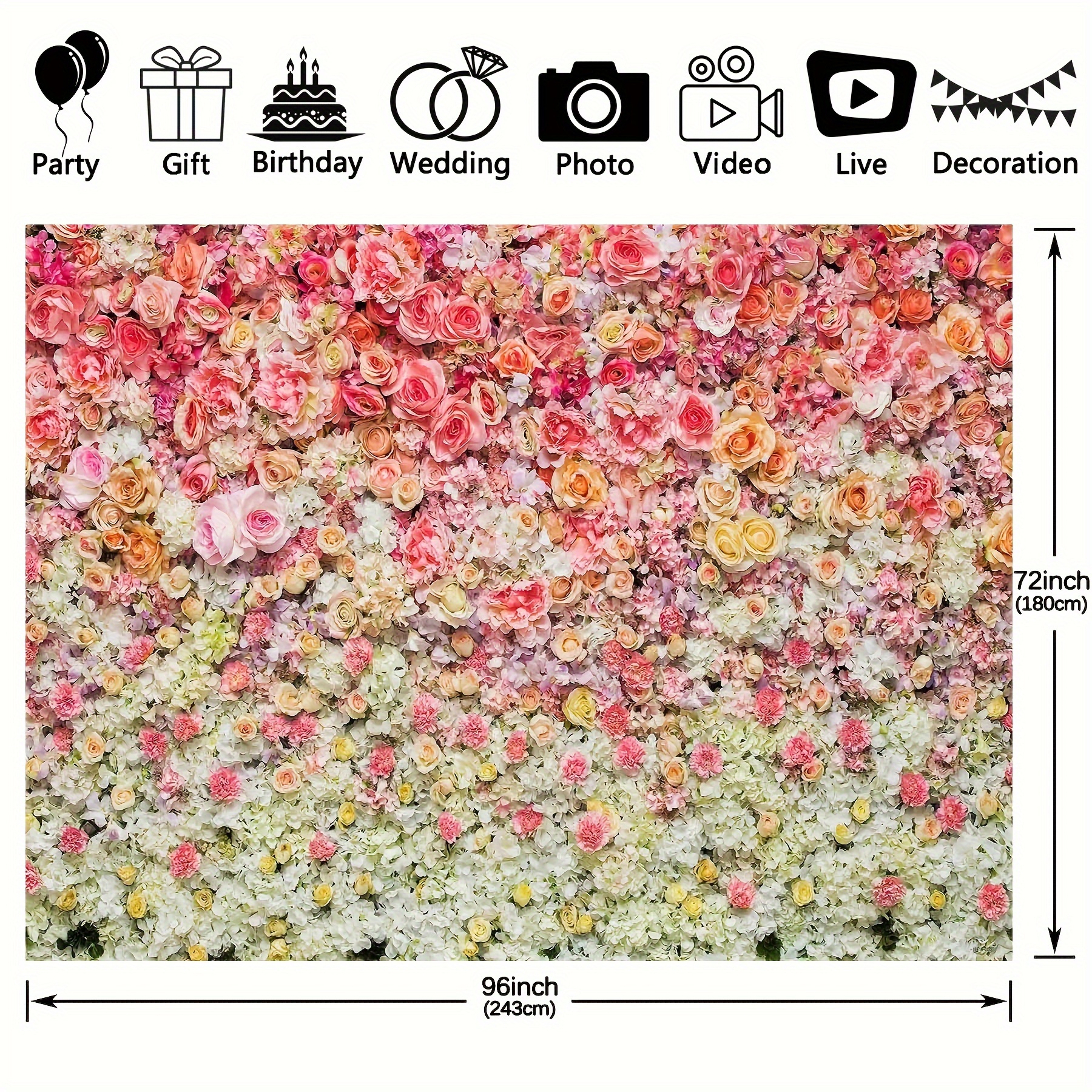 7X5ft Spring Flower Wall Photography Backdrop Floral Wooden Floor Photo  Studio Background Girl Birthday Party Wedding Curtain Photography Background