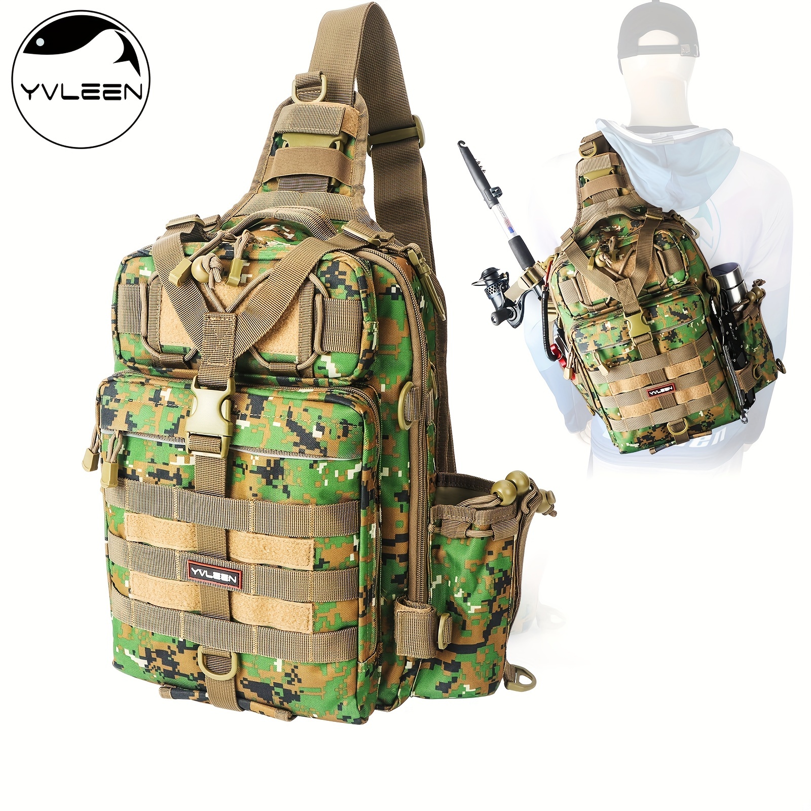 1pc * Fishing Backpack - Water-Resistant Tackle Sling Bag with Large  Capacity and Rod Holder - Perfect Fishing Gift for Men