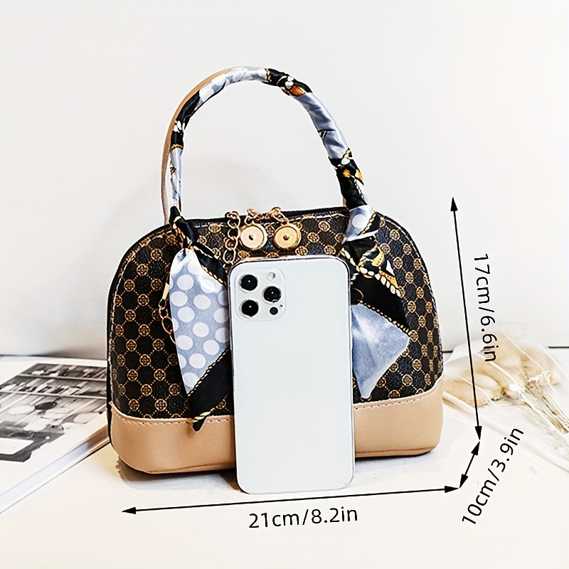 Random Print Zipper Shoulder Bag, Pu Leather Portable Crossbody Bag,  Detachable Strap Metal Chain Handbag - Temu Bahrain