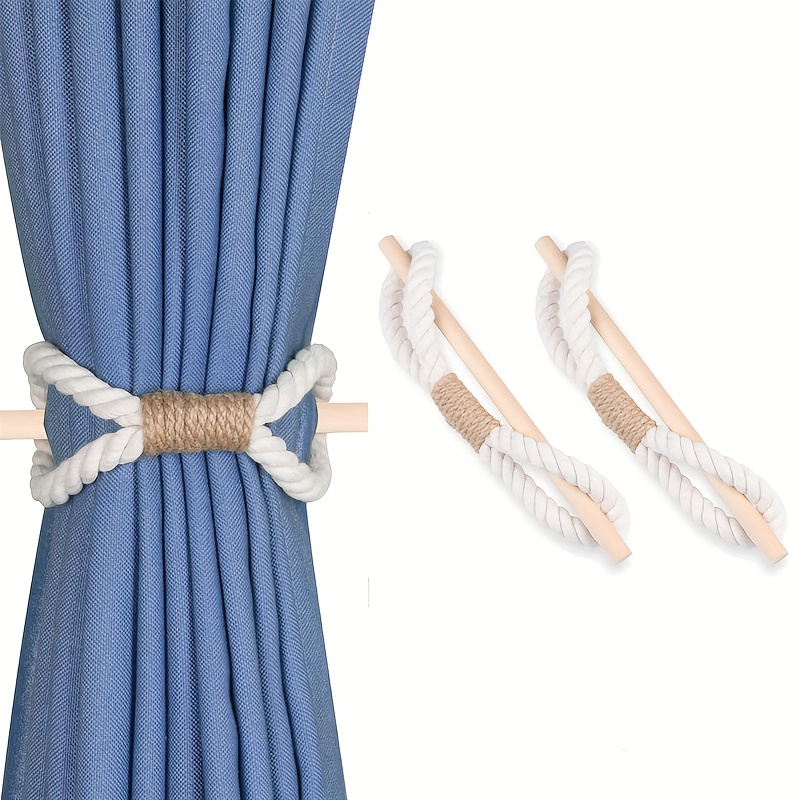 2set Curtains With Simple Binding Rope, No Punching Nordic Style Curtain  Buckle Curtain Tieback Curtain Holdback, Manual Binding Rope Curtain  Accessor