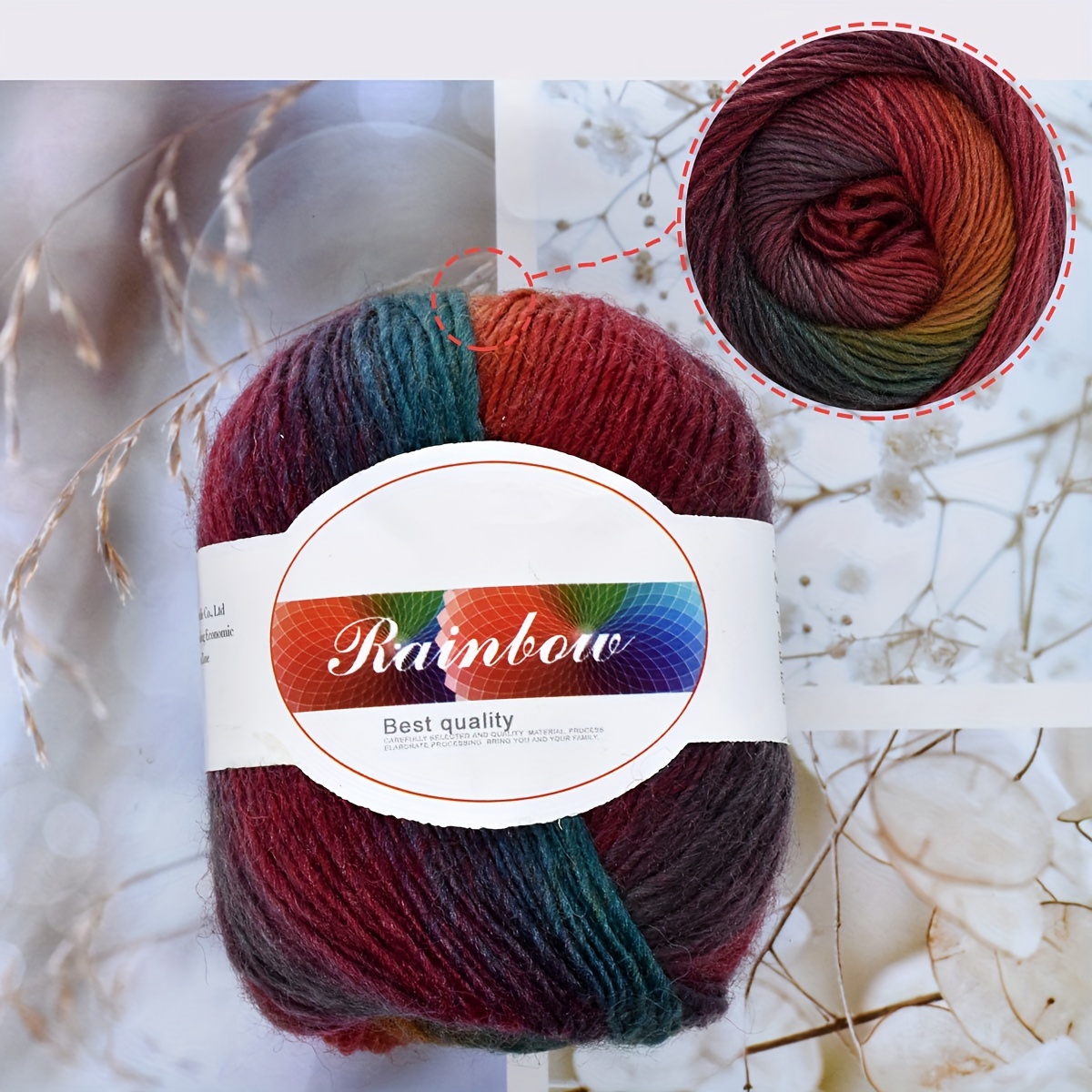 50g 140m/153yd Rainbow Soft Yarn 70% Australian wool 30% Imported nylon  Gradient Multi Color Yarn for Crocheting Knit DIY Hand Knitting Yarn