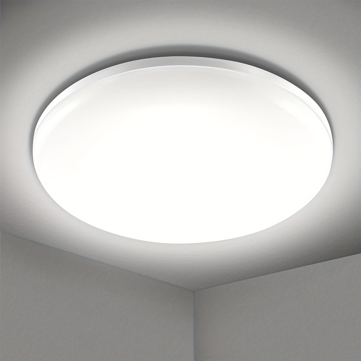 12 Inch 24W LED Ceiling Light Fixture Flush Mount, Daylight White 5000K,  Flat Round LED Ceiling Light, 3200LM, Black Ceiling Lighting Low Profile  for