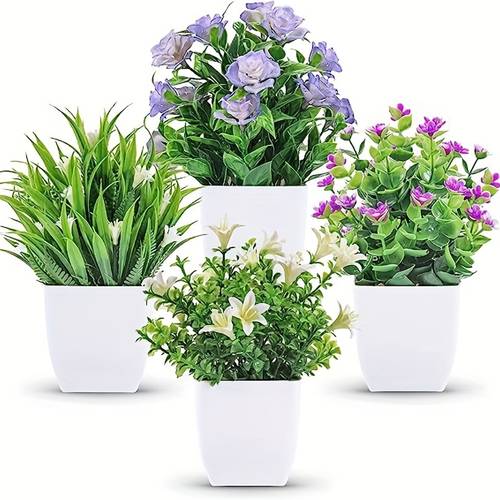 1/2pcs Simulated Small Potted Plants, Indoor Desktop Decoration, Suitable For Office And Bedroom Decoration