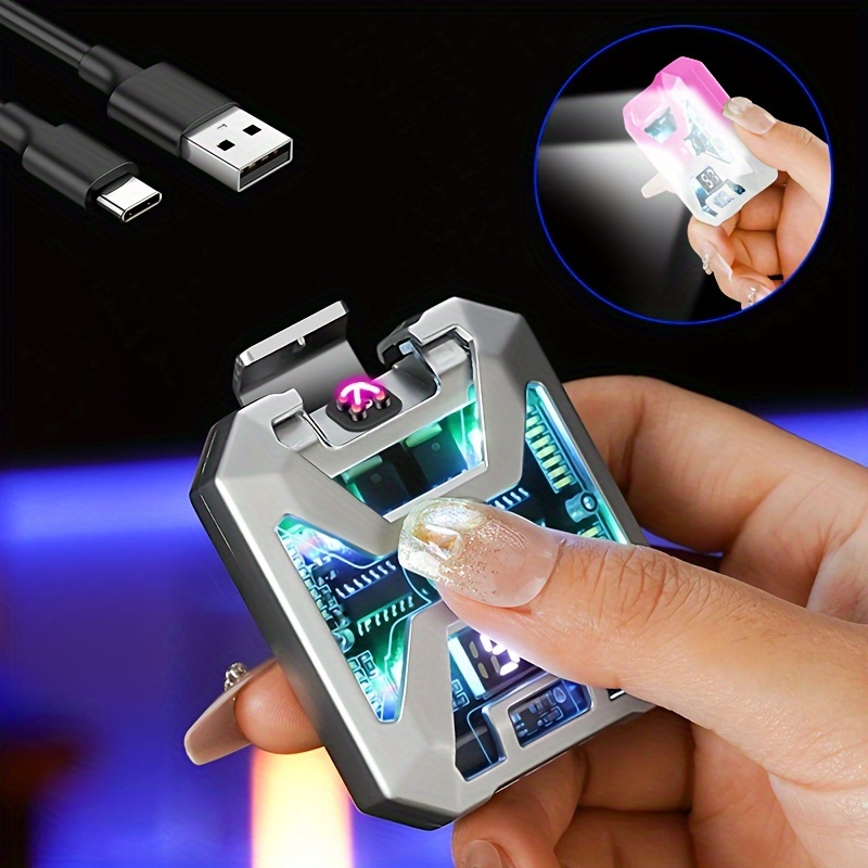 Encendedor electrónico, encendedor recargable por USB, encendedor de carga  USB, encendedor de plasma creativo a prueba de viento para velas, indicador