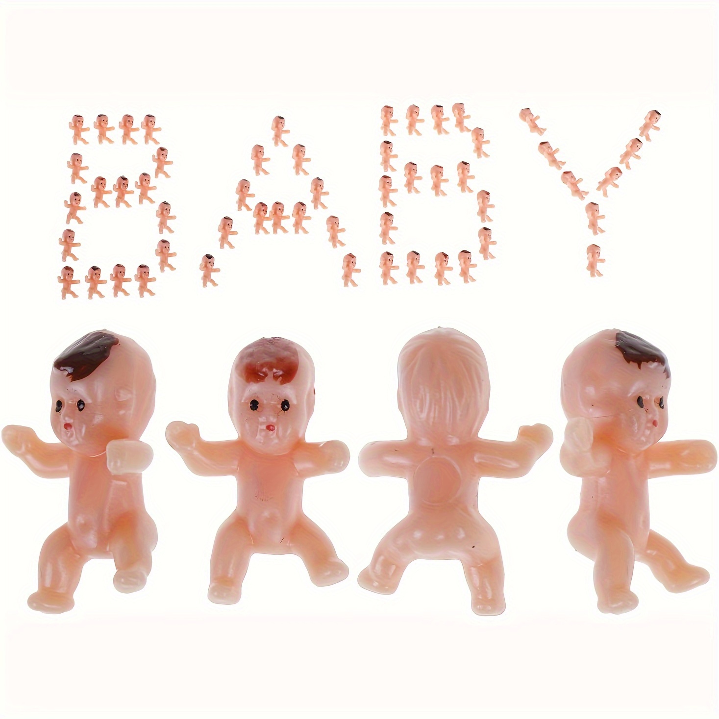 20pcs Mini Baby Models Plastic Baby Toys Tiny Babies Decors Small Baby  Models for Baby Shower Cake