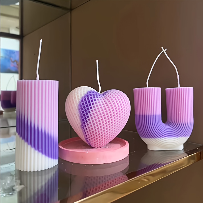 XYQHOAC Heart Shape Candle Mold 3D Cylinder Candle Silicone Molds Pillar  Candle Making Mold Valentine's Day Epoxy Resin Casting Mould for DIY