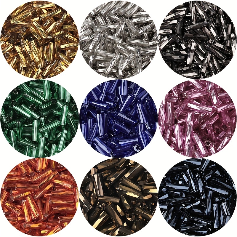 

300pcs Tube Beads 2x6mm Twist Bugles Glass Beads Helical Seed Beads For Diy Bracelet Necklace Earrings Dress Garments Accessories Crafts Small Business Jewelry Making Supplies