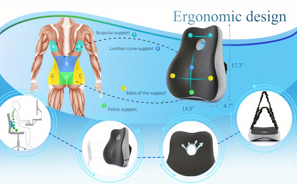 Lumbar Support Pillow Backrest Computer Chair Car Seat - Temu