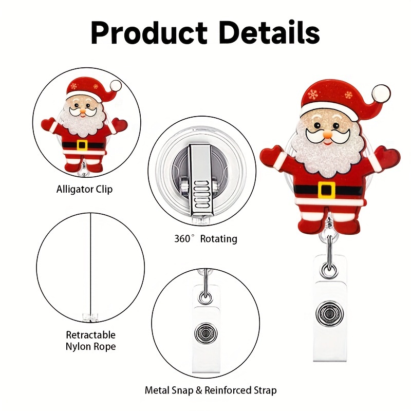 New Arrival 1 Piece Retractable Merry Christmas Nurse Badge Reel