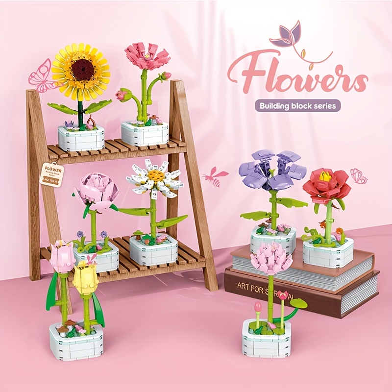 Flower Bouquet Perpetual Tulip Building Blocks, 3d Model, Home