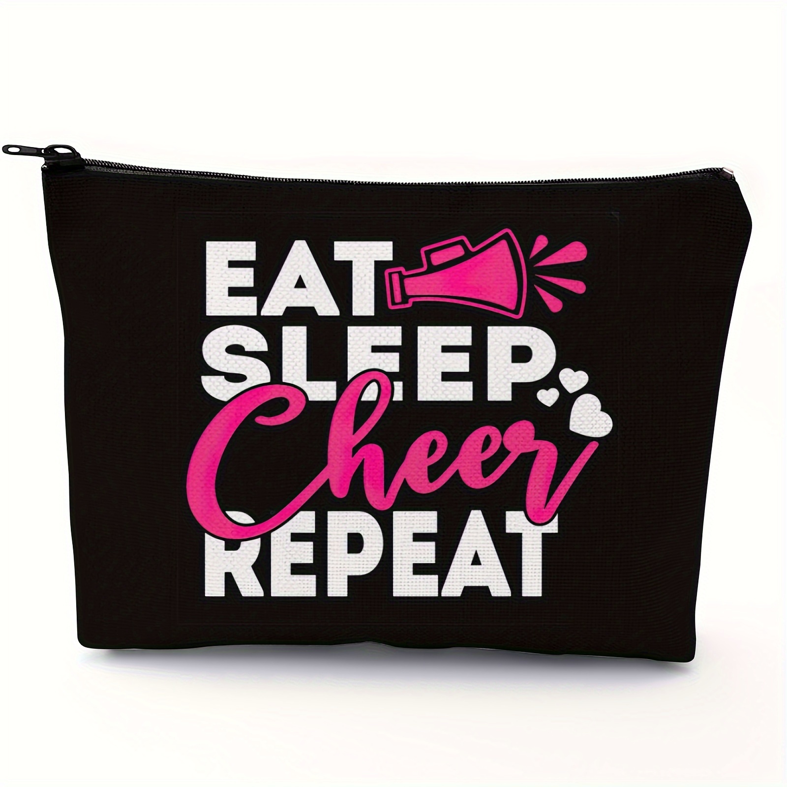 

Cosmetic Cheer Bag Cheer Gifts For Cheerleaders Cheer Makeup Case Portable Travel Cheerleading Case For Cheer Toiletry Zipper Makeup Pouch For Women Teammates Accessories, Black