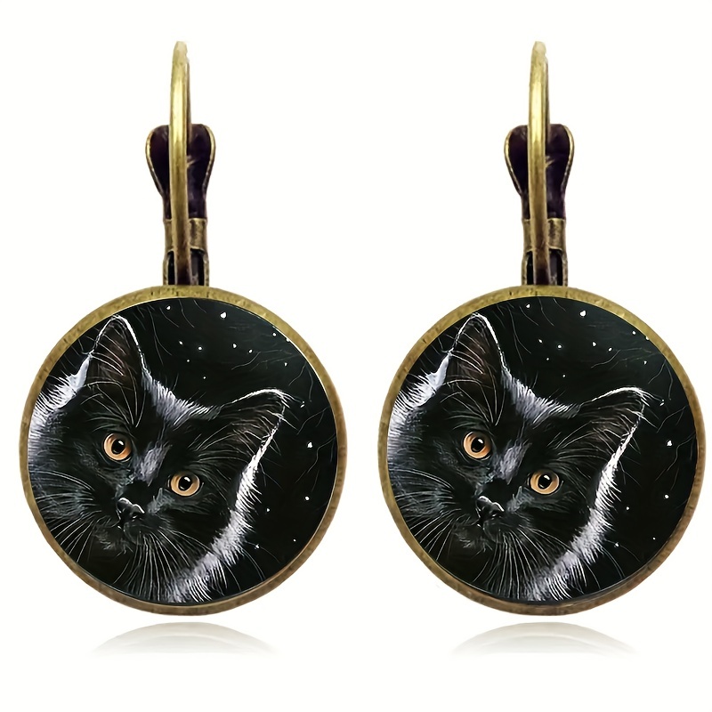 Les boucles d'oreilles de manchette d'oreille de chat noir - Temu Belgium