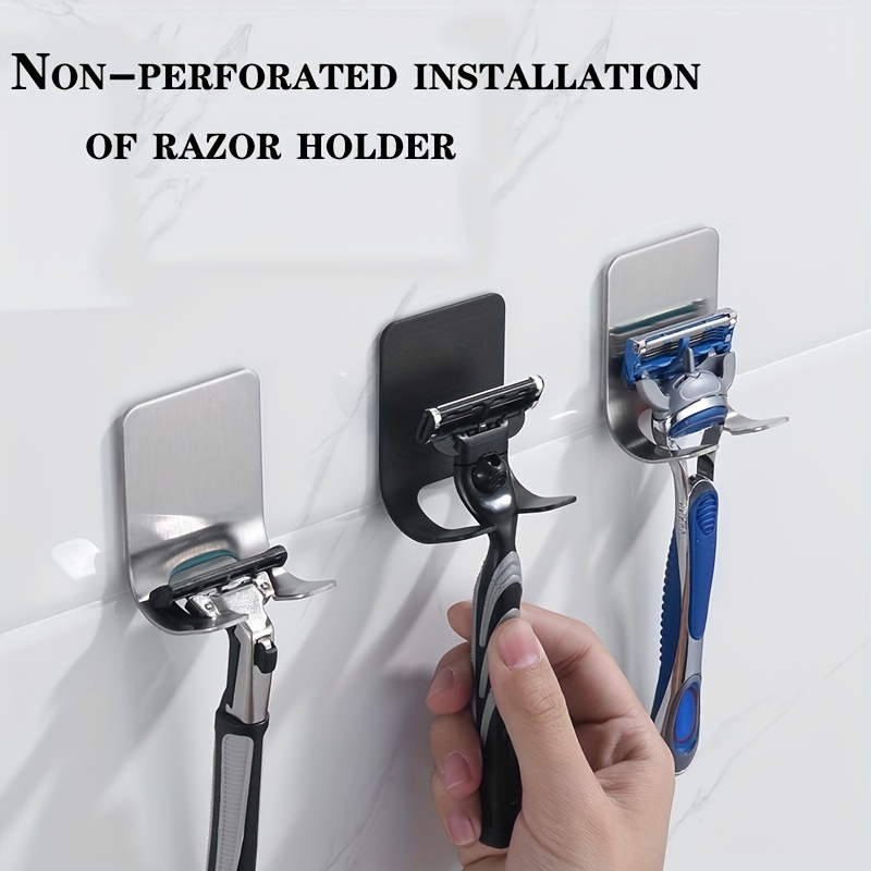 1pc 304 Stainless Steel Shower Shaving Razor Holder With Adhesive
