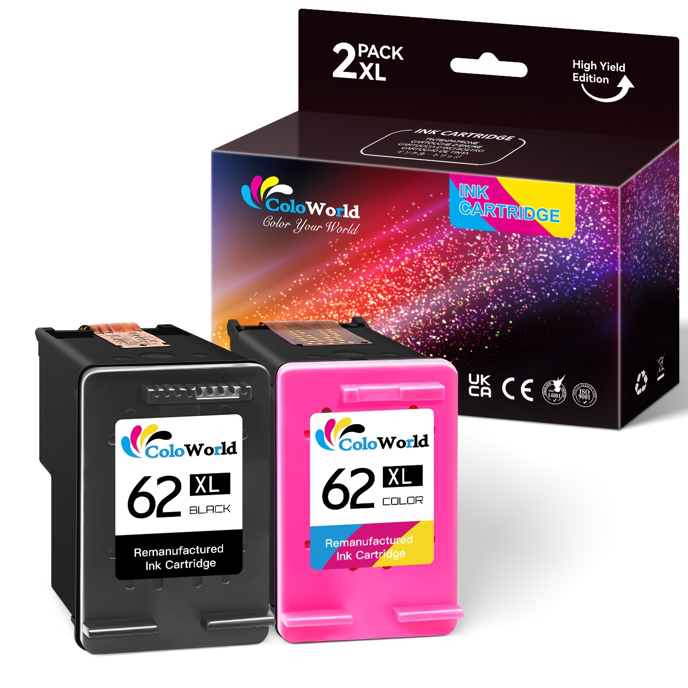 HP Ink 62XL  Replacement HP Ink Cartridges (Set of 5)