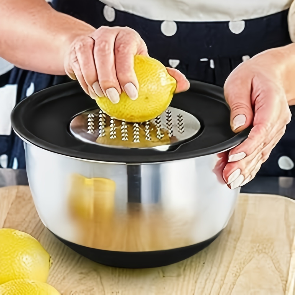 Stainless Steel Mixing Bowls with Grater - Nesting Bowls Have Non