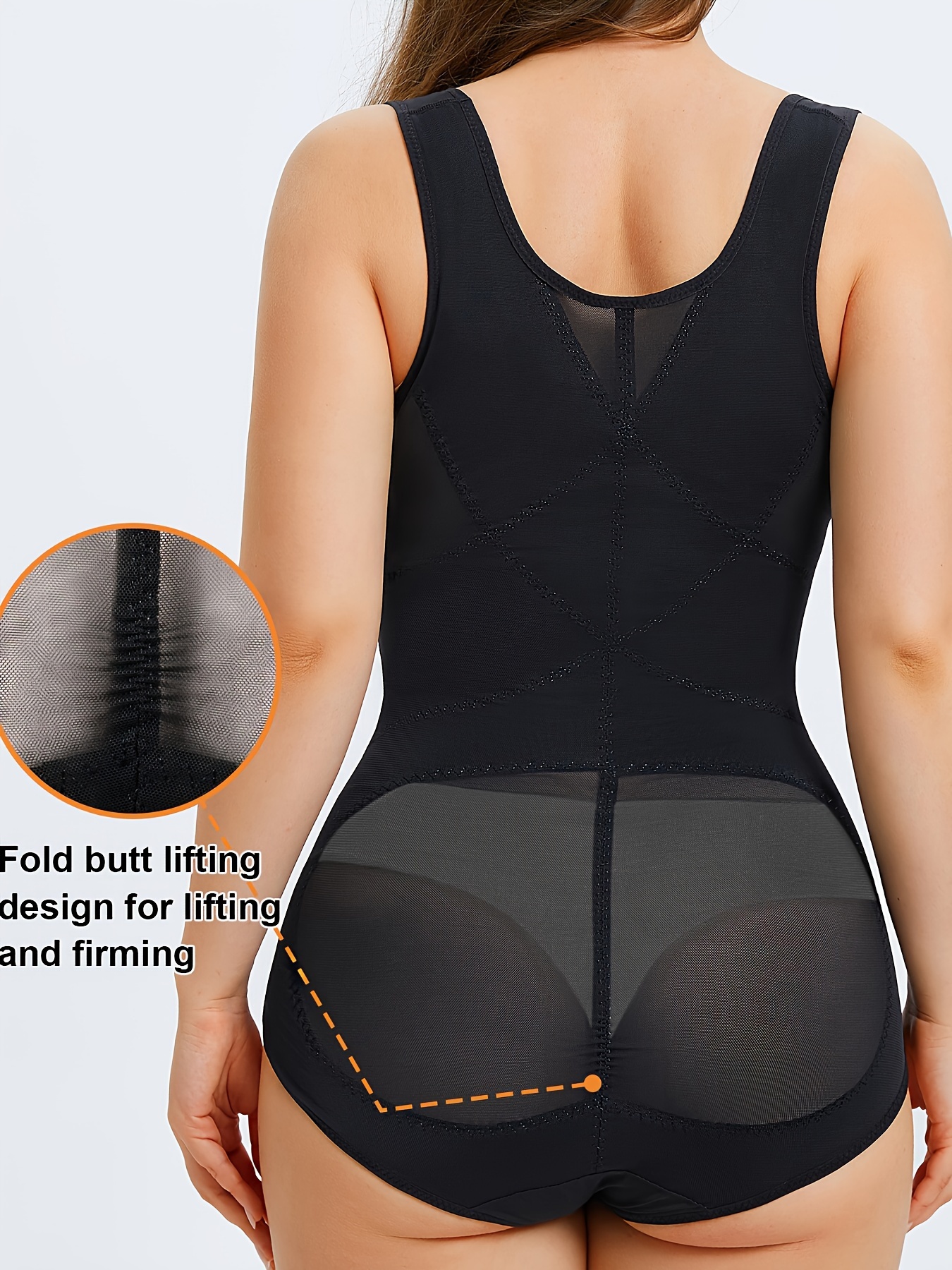 Contrast Mesh Tight Bodysuit Tummy Control Butt Lifting Open - Temu Canada