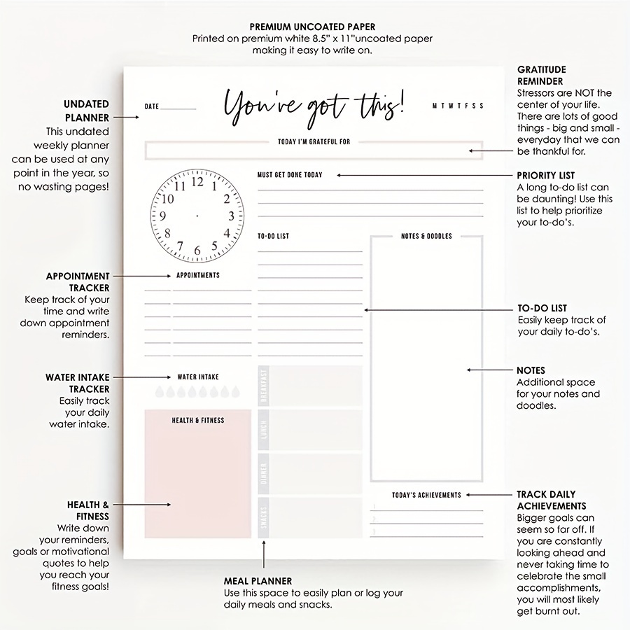 Bliss Collections Monthly Planner, Simple Pink Self-Care, Undated Desk  Calendar and Planner for Organizing and Scheduling Tasks, Productivity  Tracker