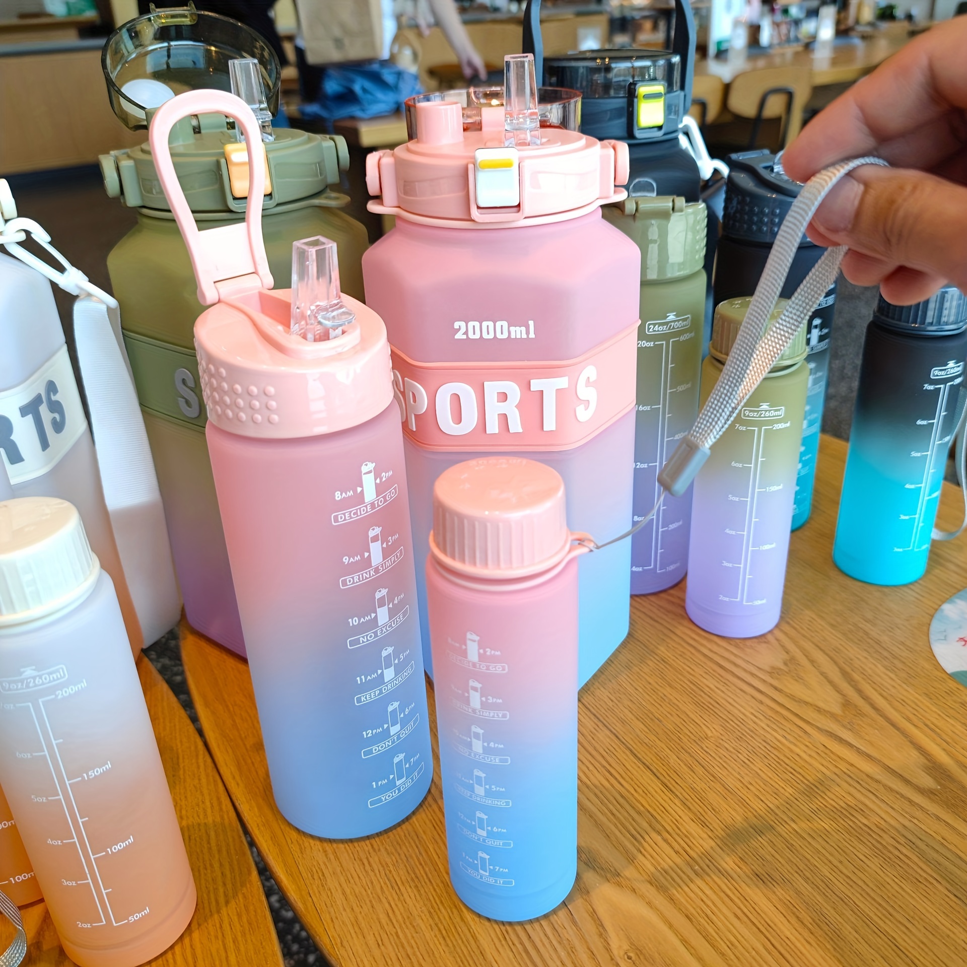 Gradient Color Water Bottles With Times Scale And - Temu