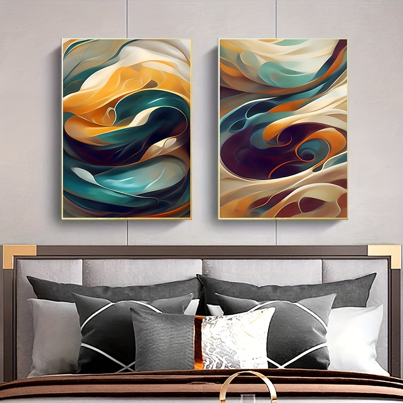 3pcs/set Impresión De Lienzo De Arte Abstracto, Pinturas De Pared De Lienzo  De Líneas Geométricas