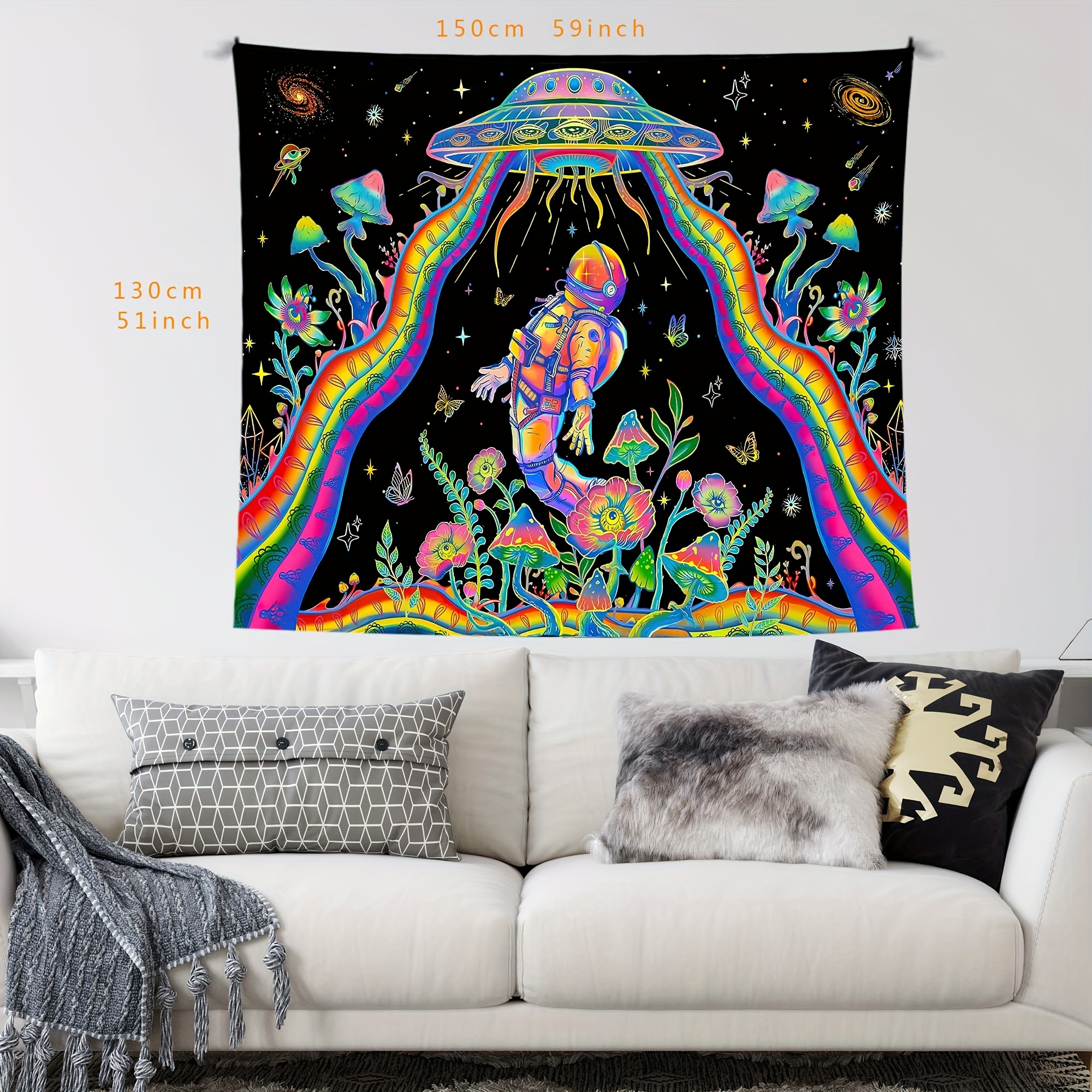 Fun Fantasy Ufo Astronaut Peach Skin Velvet Tapestry Cool - Temu Australia