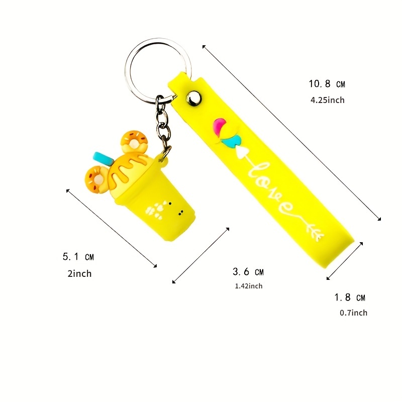 Candy Color Ice Cream Keychain Cute Cartoon Car Pendant Keyring Ornament  Bag Purse Charm Accessories
