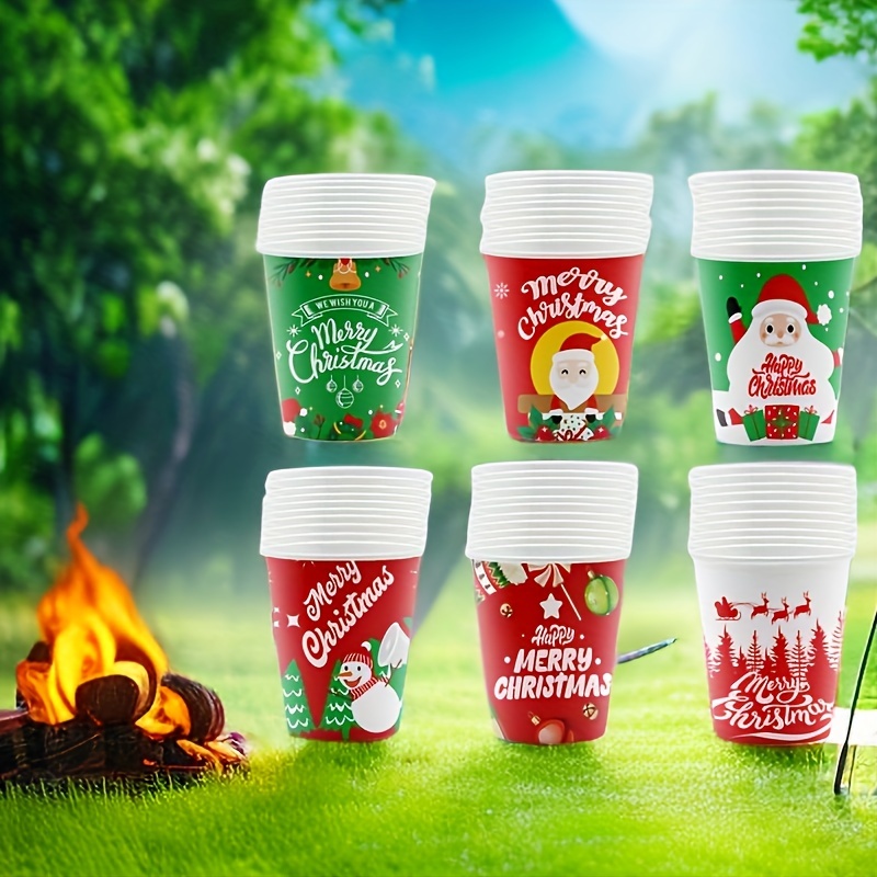 Christmas Series Disposable Paper Coffee Cups Suitable For - Temu