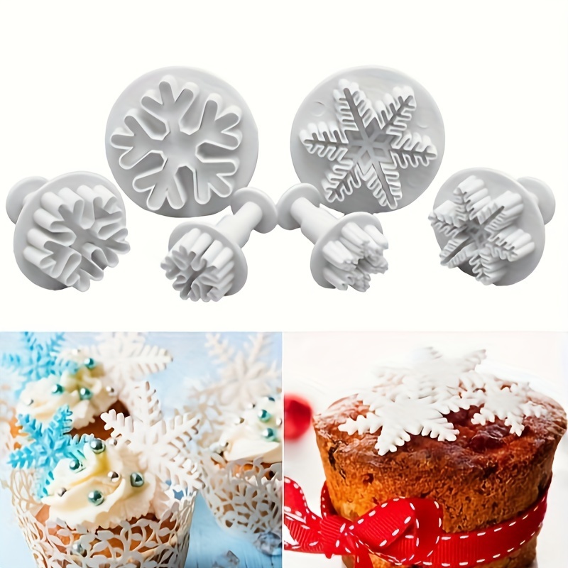 Cake Tools 1 set Christmas Snowflake Fondant Cake Mold Fondant Cookie  Plunger Cutter Cookie Stamp Cookie Molds Cake Decorating