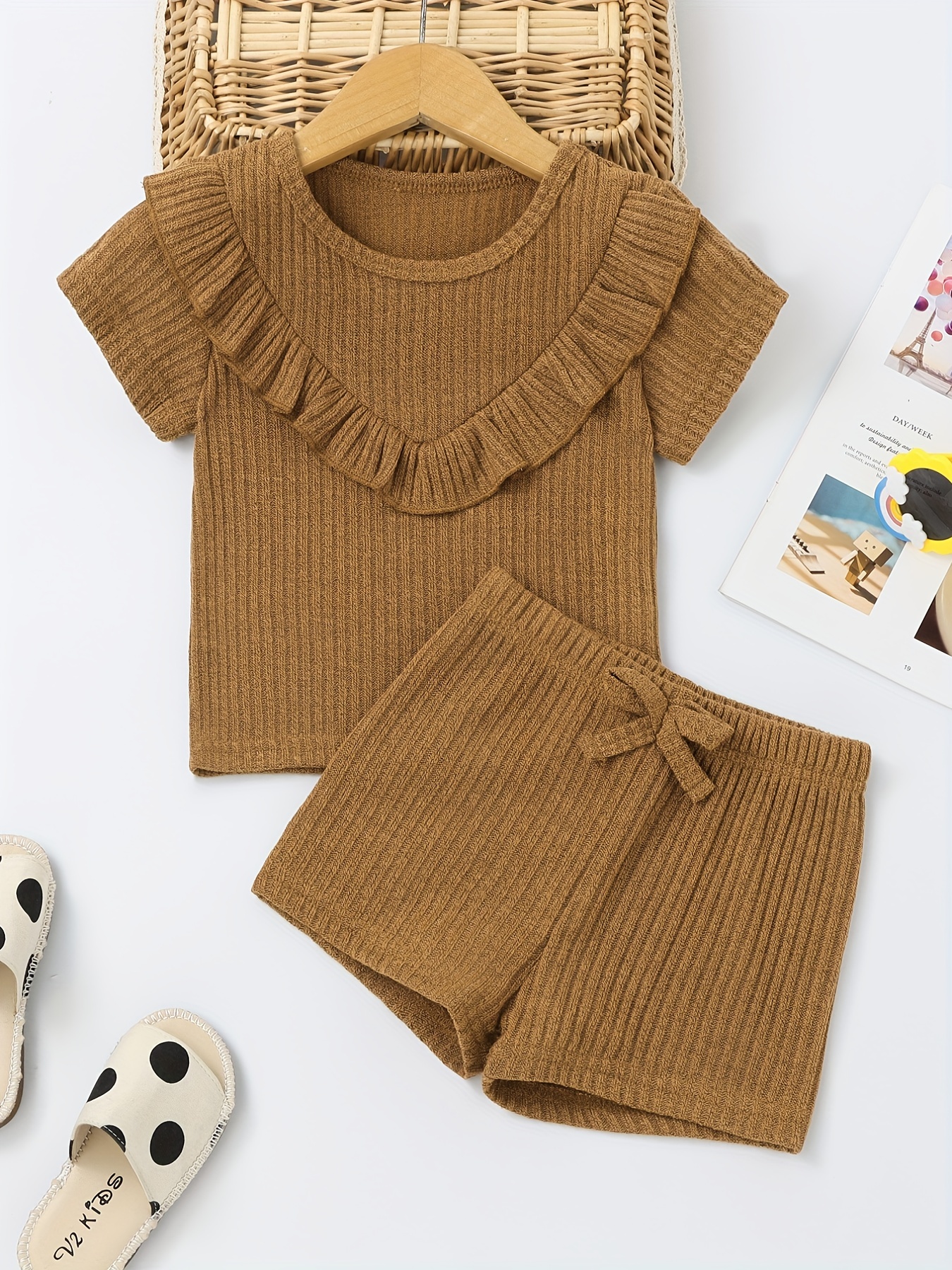 White Flutter Sleeve For Baby Girls Toddler Cotton T-Shirts - Puff Sleeve  Bow Tees With Lace Trim For Summer Girls Ruffle Top, image size:800x1067