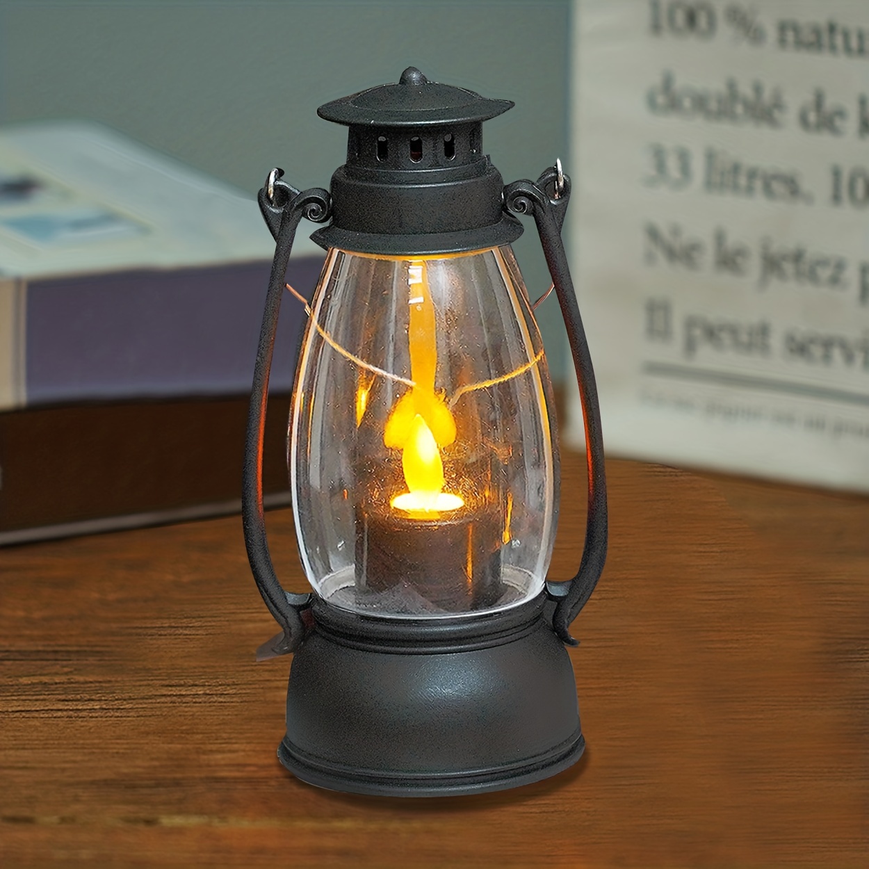 Vintage Portable Oil Lamp Christmas LED Night Lights Battery